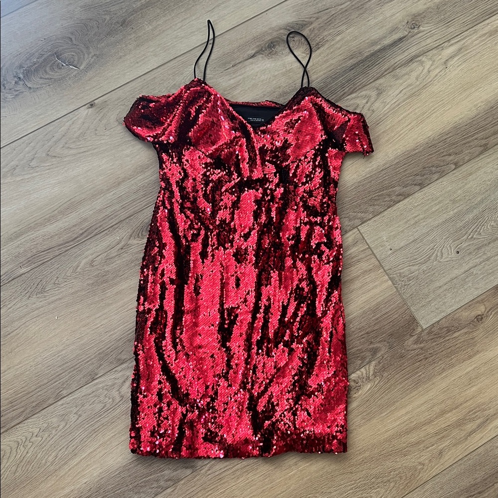 Zara Red Sequin Mini Dress